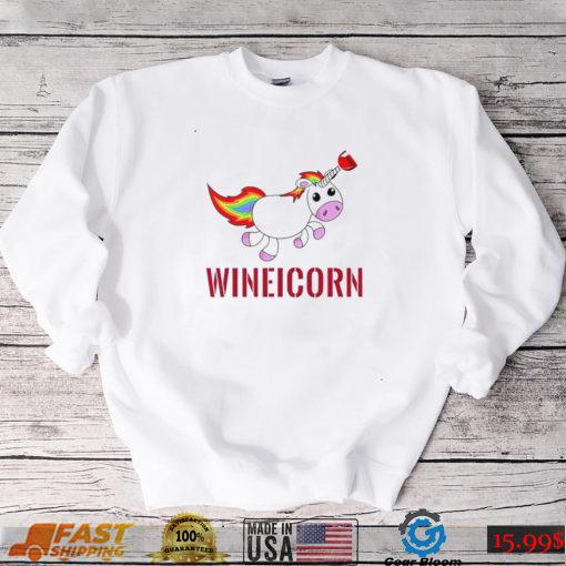 Wineicorn wine drinking unicorn shirt