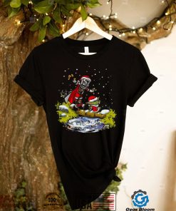 Baby Yoda Christmas T shirt Mandalorian And Baby Yoda Walking Under The Snow