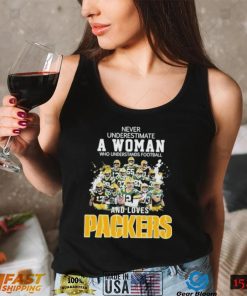 never underestimate a woman who understands football and loves packages all player t shirt t shirt