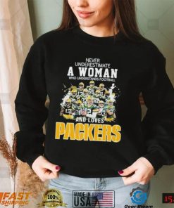 never underestimate a woman who understands football and loves packages all player t shirt t shirt