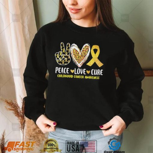 peace love cure childhood cancer awareness leopart heart shirt Shirt