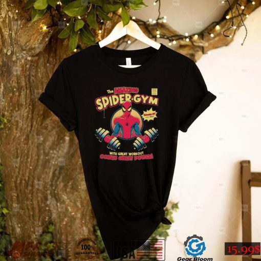 the amazing spidergym spider man queens ny este 1962 with great workout comes great power t shirt t shirt