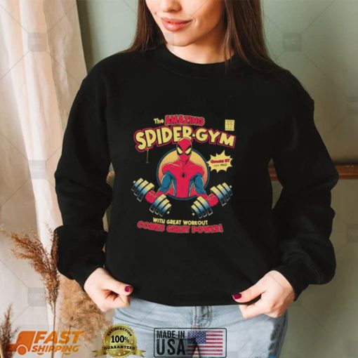 the amazing spidergym spider man queens ny este 1962 with great workout comes great power t shirt t shirt