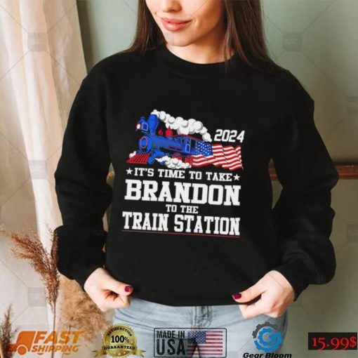 Train it’s time to take Brandon to the train station 2024 American flag shirt