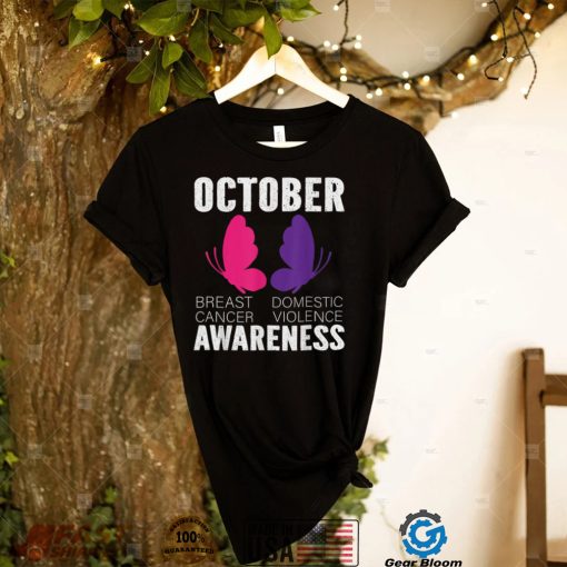 Funny Breast Cancer And Domestic Violence Awareness Butterfly T Shirt