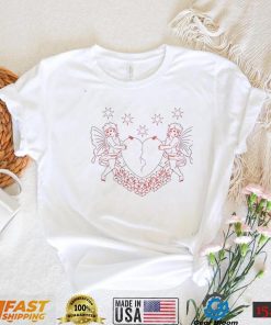 Cupid with heart and flowers shirt