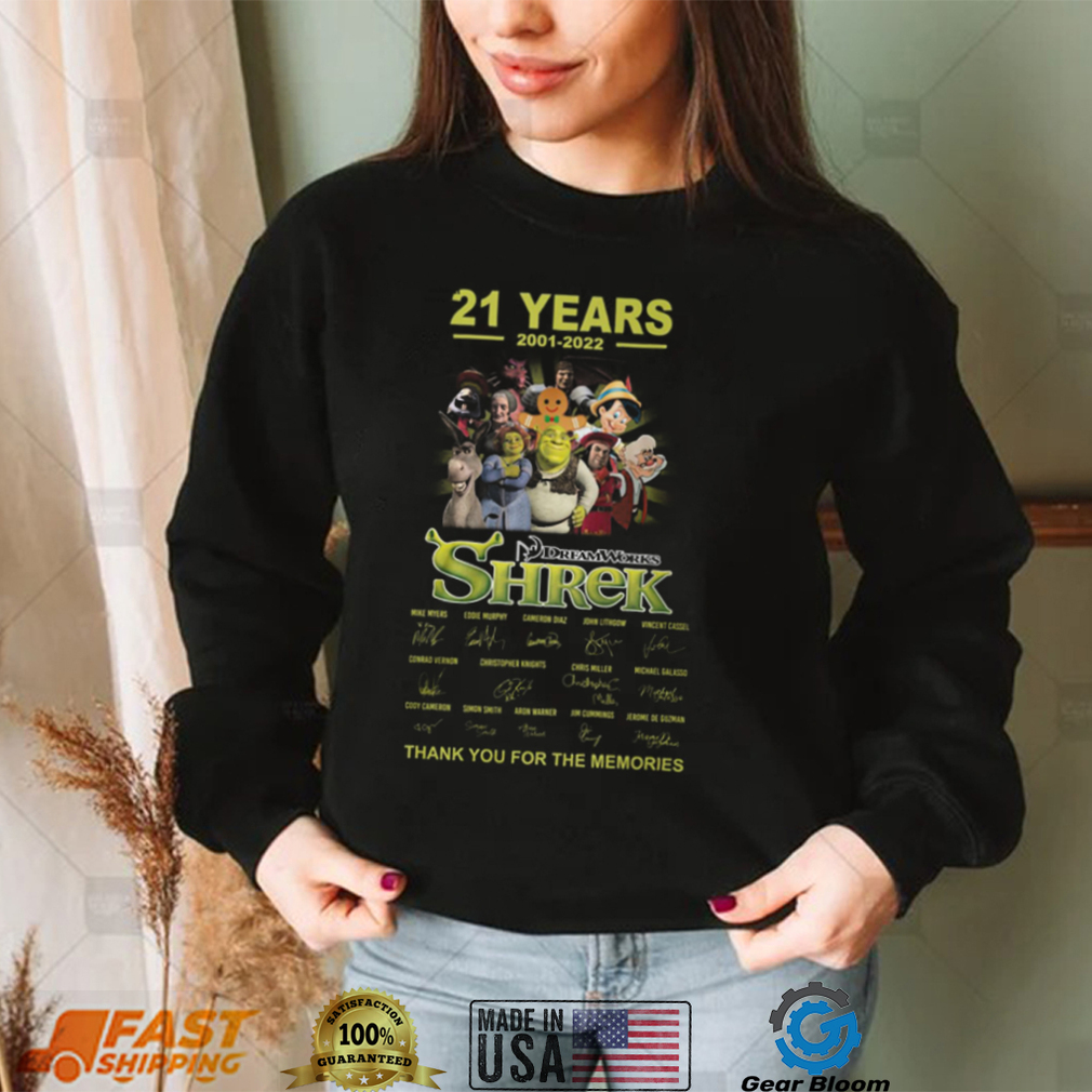 21 Years 2001 – 2022 Dream Works Shrek Thank You For The Memories T Shirt 21 Years 2001 – 2022 Dream Works Shrek Thank You For The Memories T Shirt