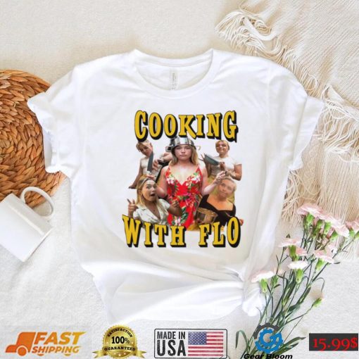 Florence Pugh Holding Cooking With Flo Shirt