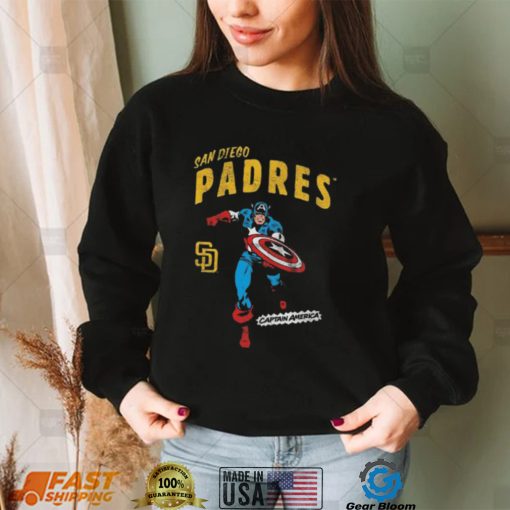 Official San Diego Padres Youth Team Captain America Marvel T Shirt