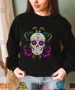 In October We Wear Pink Sugar Skull Breast Cancer Halloween T Shirt