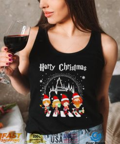 Harry Potter characters Harry Christmas Abbey Road chibi shirt