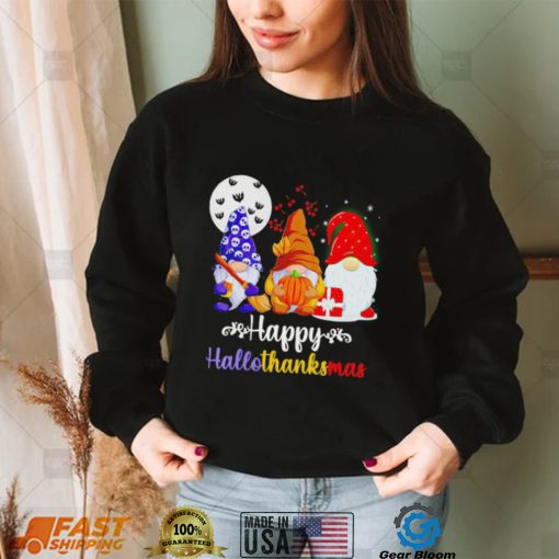 Gnomes Happy Hallothanksmas Halloween Thanksgiving Christmas 2022 shirt