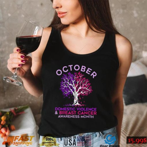 October Domestic Violence Breast Cancer Awareness Month T Shirt