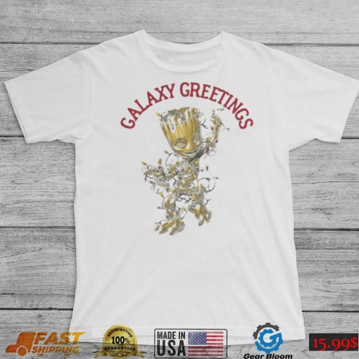 Baby Groot Galaxy Greetings Christmas Light Shirt