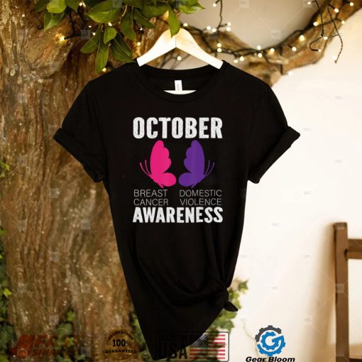 Breast Cancer And Domestic Violence Awareness Butterfly T Shirt