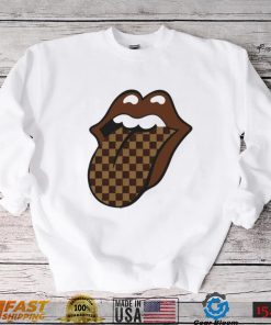 Brown Checkered Tongue Designer T Shirt