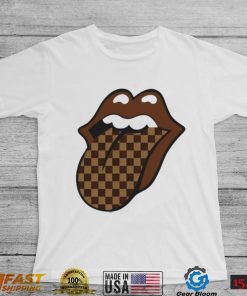 Brown Checkered Tongue Designer T Shirt