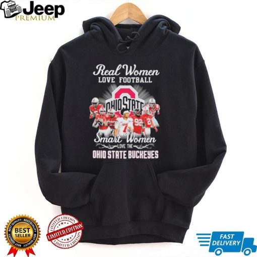 Official Real Women love football smart Women love the Ohio State Buckeyes team signatures shirt