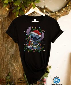 Cartoon Design Santa Hat Present Holiday Stitch Christmas shirt