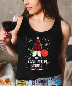 Cat Mom Gnome Buffalo Plaid Matching Family Christmas T Shirt