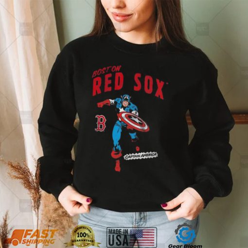 Official Boston Red Sox Youth Team Captain America Marvel T Shirt