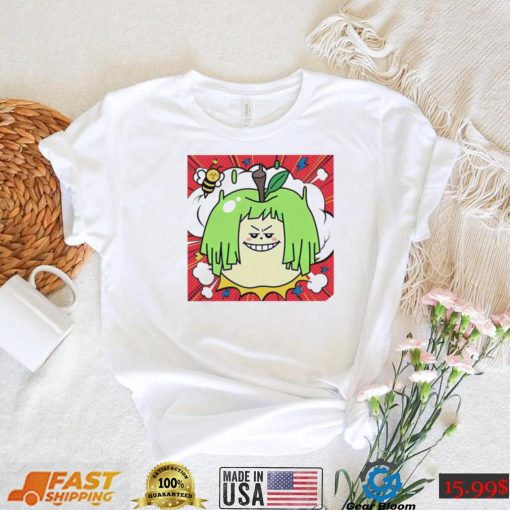 Falling Haircut Green apple and bee shirt