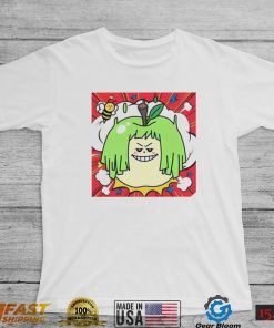 Falling Haircut Green apple and bee shirt