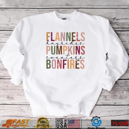 Flannels Pumpkins Hayrides S’mores And Bonfires Halloween T Shirt