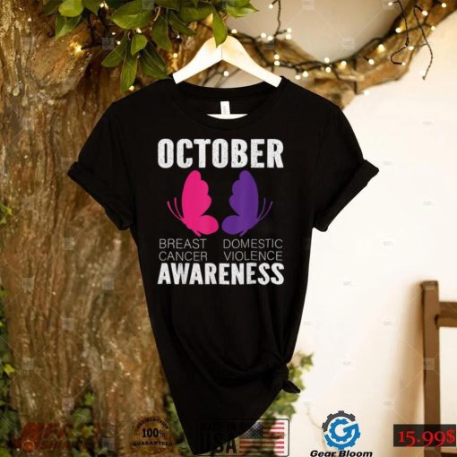 Funny Breast Cancer And Domestic Violence Awareness Butterfly T Shirt