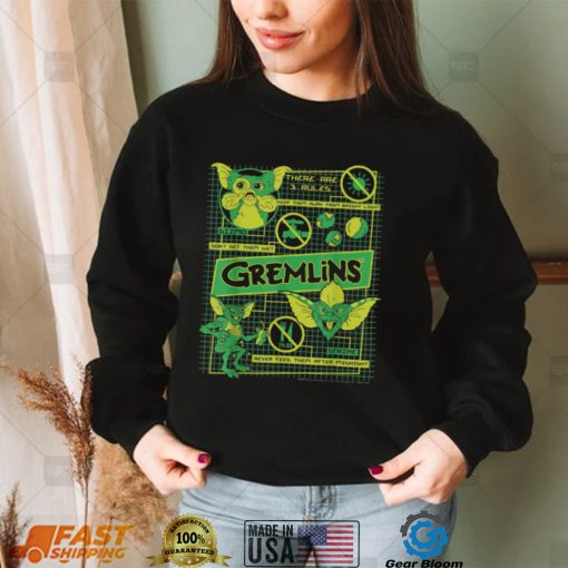 Gremlins Three Rules Schematics Horror Movie Trending Unisex T Shirt