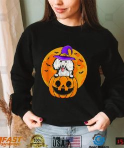 Halloween Poodle Dog Witch Hat Jackolantern Pumpkin T Shirt