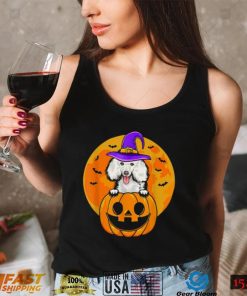 Halloween Poodle Dog Witch Hat Jackolantern Pumpkin T Shirt