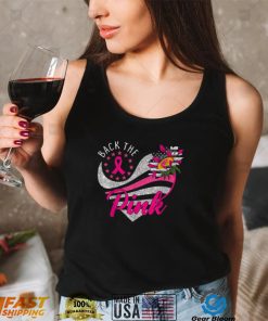 Back The Pink Ribbon Sunflower Heart Breast Cancer Awareness T Shirt