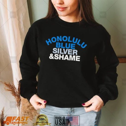 Detroit Shame Honolulu Blue Silver and Shame shirt