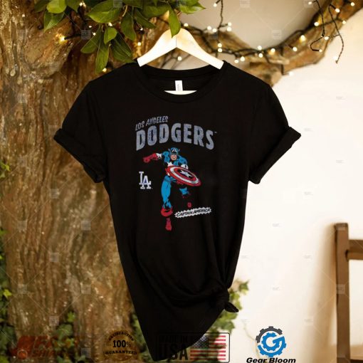 Official Los Angeles Dodgers Youth Team Captain America Marvel T Shirt