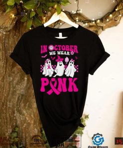 In October We Wear Pink Ghosts and Groovy Breast Cancer T Shirt