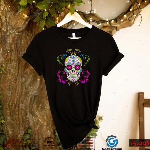 In October We Wear Pink Sugar Skull Breast Cancer Halloween T Shirt