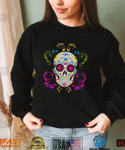 In October We Wear Pink Sugar Skull Breast Cancer Halloween T Shirt