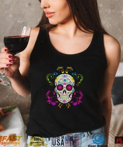 In October We Wear Pink Sugar Skull Breast Cancer Halloween T Shirt