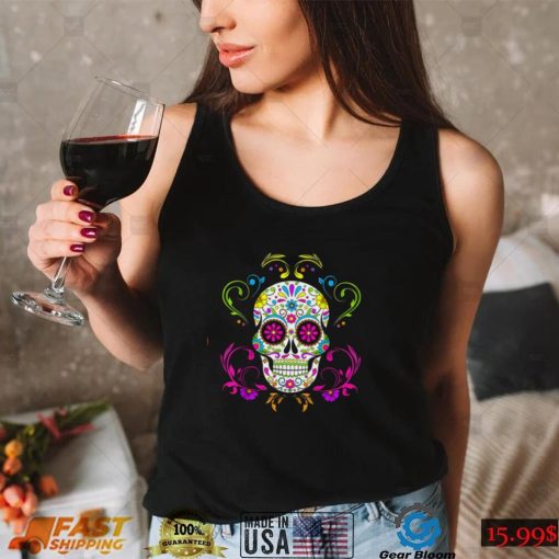 In October We Wear Pink Sugar Skull Breast Cancer Halloween T Shirt