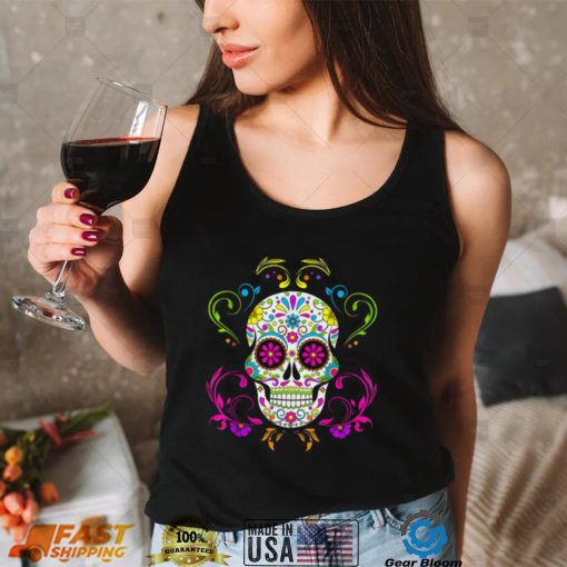 In October We Wear Pink Sugar Skull Breast Cancer Halloween T Shirt_Classic Shirt_Shirt pkgLq