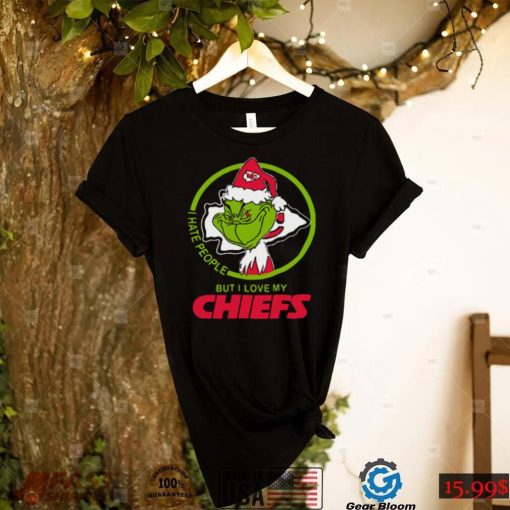 Kansas City Chiefs Nfl Christmas Grinch Santa I Hate People But I Love My Chiefs T shirt Mery Christmas