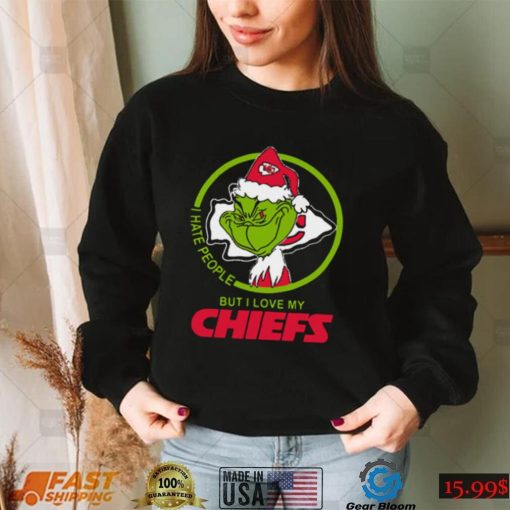 Kansas City Chiefs Nfl Christmas Grinch Santa I Hate People But I Love My Chiefs T shirt Mery Christmas