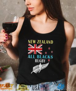 New Zealand flag all black rugby shirt