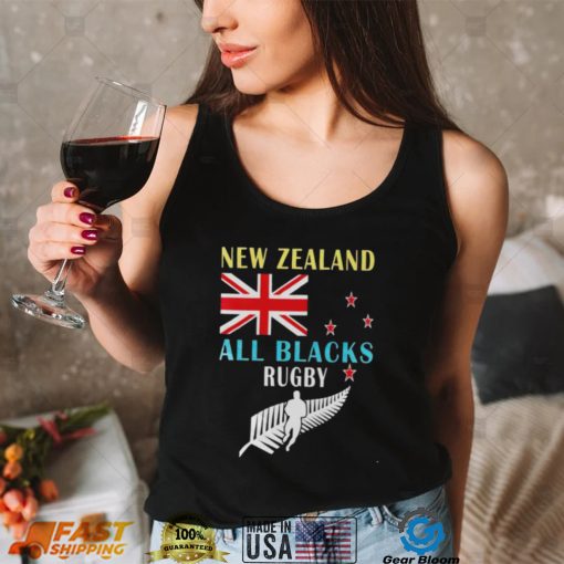 New Zealand flag all black rugby shirt