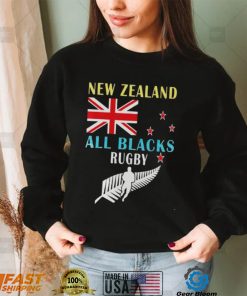 New Zealand flag all black rugby shirt