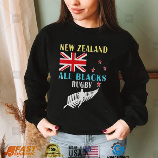 New Zealand flag all black rugby shirt