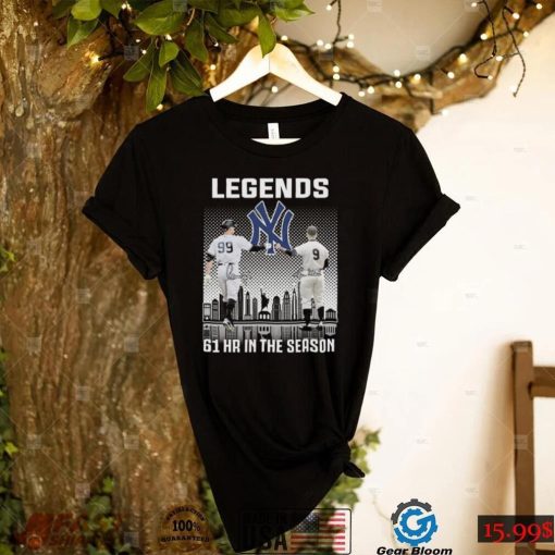 New York Yankees Aaron Judge And Roger Maris Jr Legends 61hr In The Season Signatures Shirt