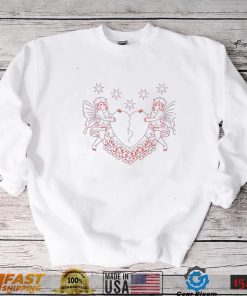 Cupid with heart and flowers shirt