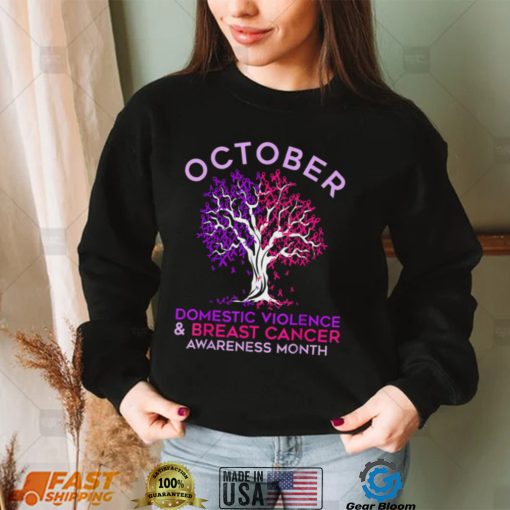 October Domestic Violence Breast Cancer Awareness Month T Shirt